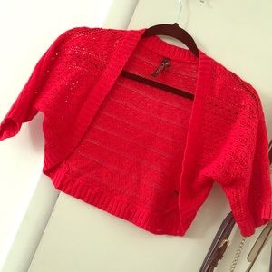 Knit red dress cardigan